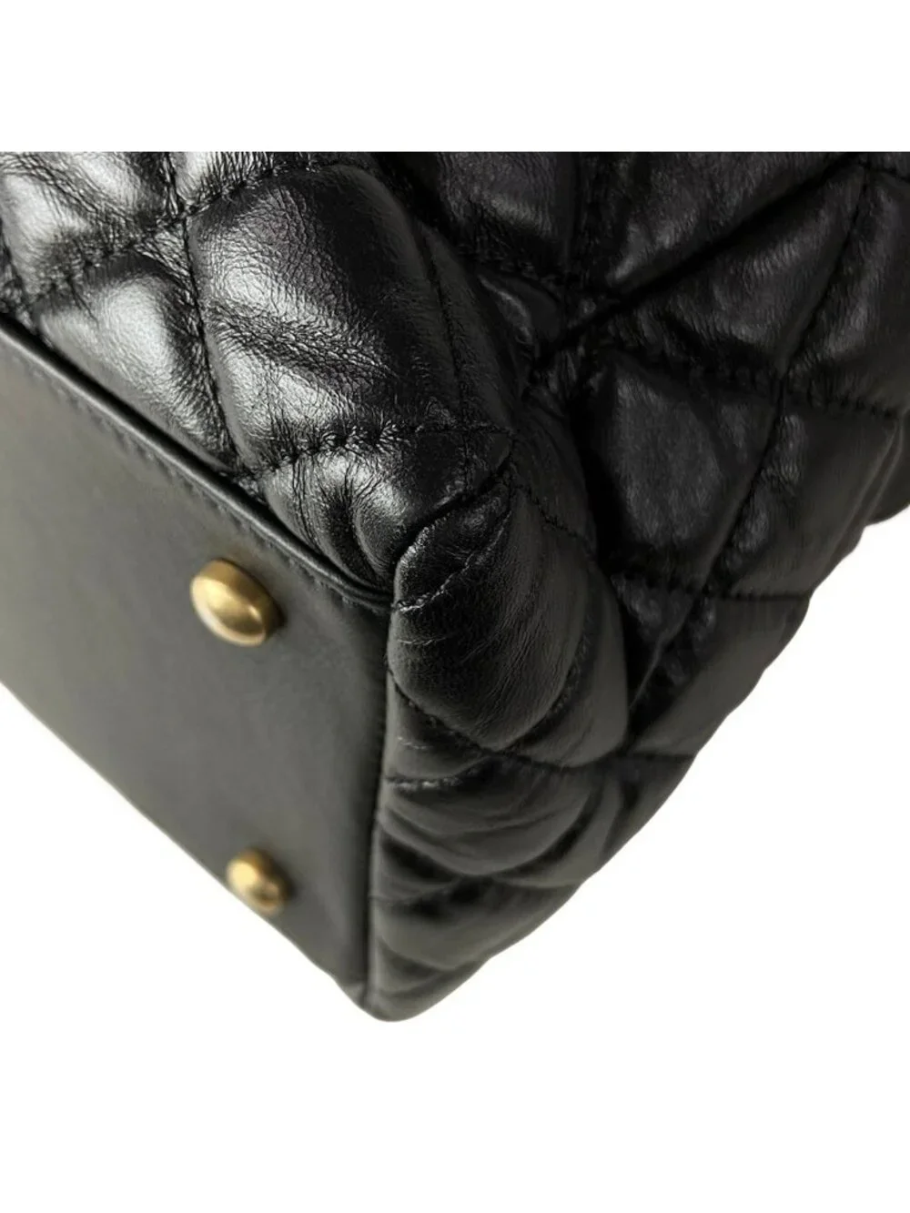 Chanel Shoulder Bag Quilted Black Matte Togo Chain 2-Way
